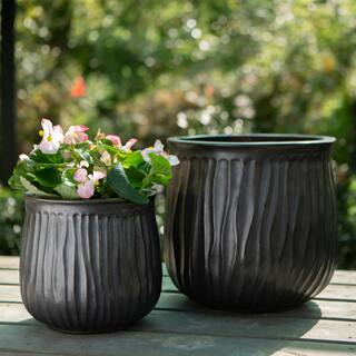 14.5 in. x 13 in. Riverside Decorative Ceramic Planter -Gunmetal VPX4-31C-GM