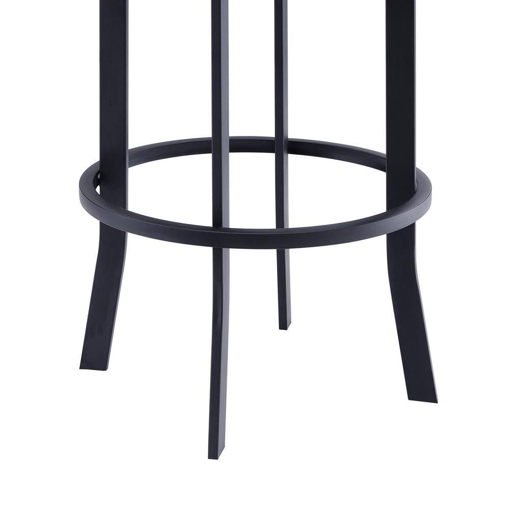 Armen Living Natalie Contemporary 30 in. Bar Height Bar Stool in Black Powder Coated and Vintage Grey Faux Leather LCNTBABLVG30