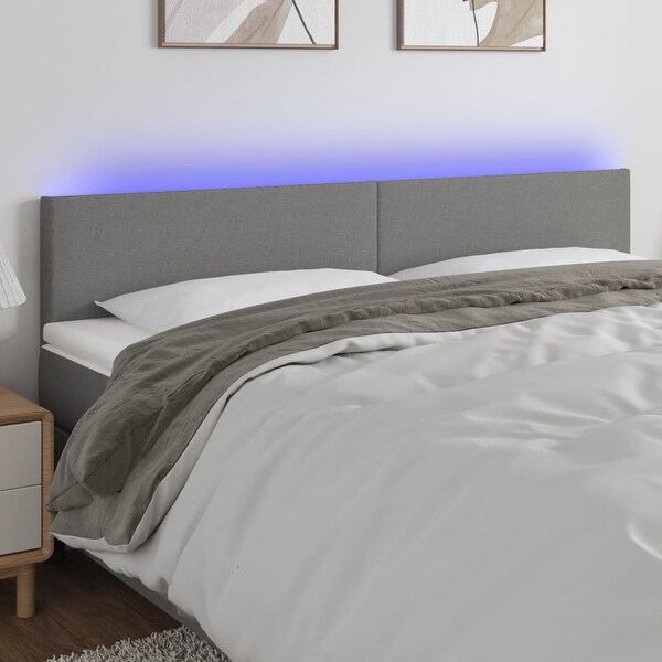 vidaXL LED Headboard Fabric Bedroom Furniture Dark Gray/Light Gray Multi Sizes - - 37421094