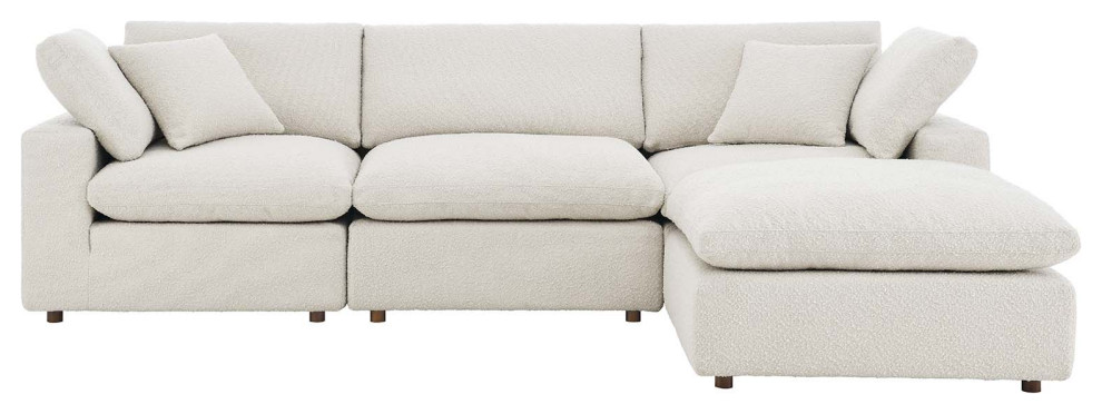 Commix Down Filled Overstuffed Boucle Fabric 4 Piece Sectional Sofa  Ivory   Transitional   Sectional Sofas   by First of a Kind USA Inc  Houzz