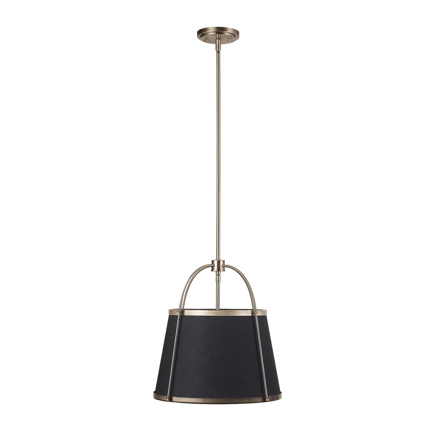 Novogratz x Globe Electric Novogratz x Globe Riley 2-Light Antique Brass Chandelier with Black Fabric Shade， 91002383