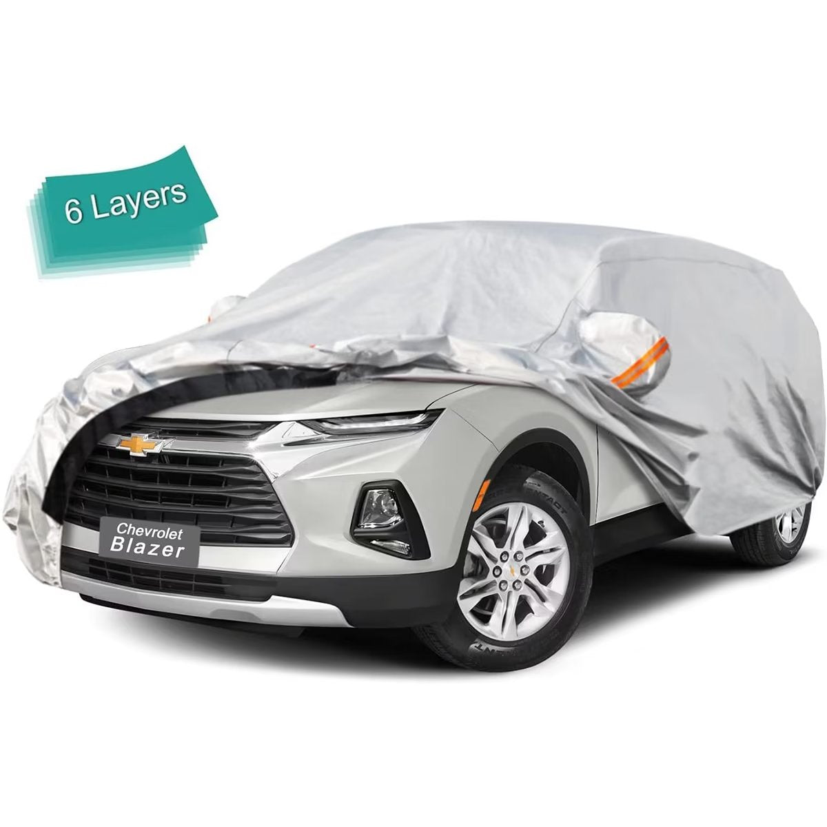 KouKou SUV Car Cover Custom Fit Chevrolet Blazer from 1998 to 2022， 6 Layer Heavy Duty Full Exterior Cover Waterproof All Weather， Silver