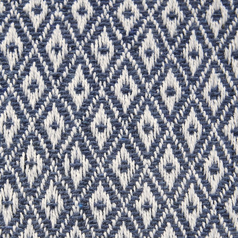 72 Blue and White Rectangular Diamond Weaved Table Runner