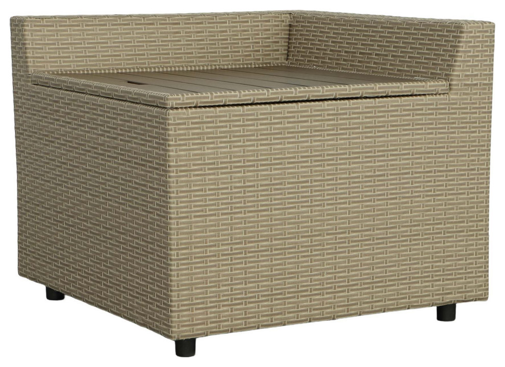 Shelter Island Corner Storage Table  Woven Khaki/Brown   Tropical   Outdoor Side Tables   by Progressive Furniture  Houzz