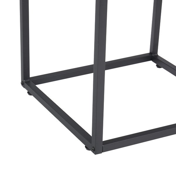 Tempered Glass Top Side Table， 2-Tier End Table