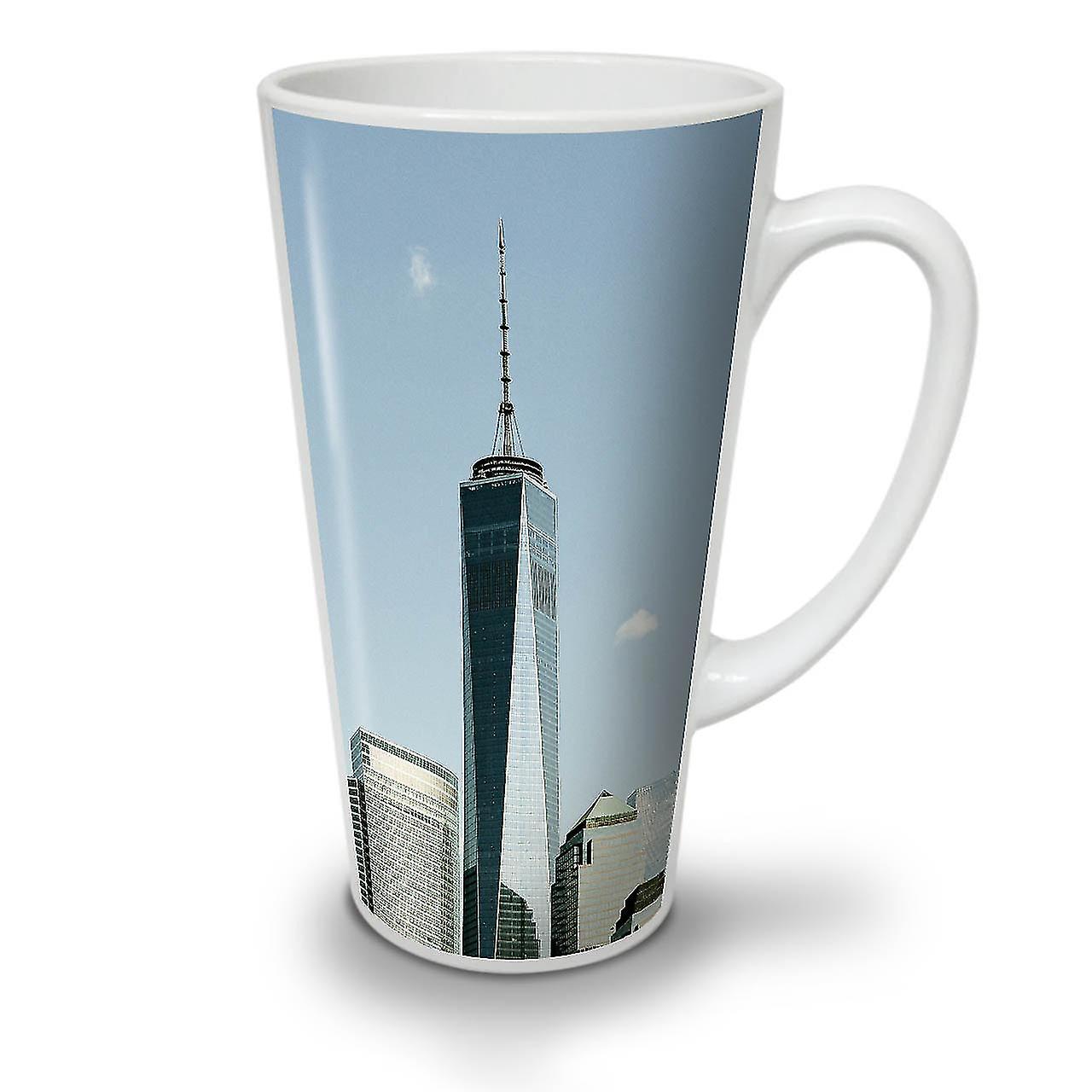 Freedom Tower NY NEW White Tea Coffee Ceramic Latte Mug 17 oz | Wellcoda