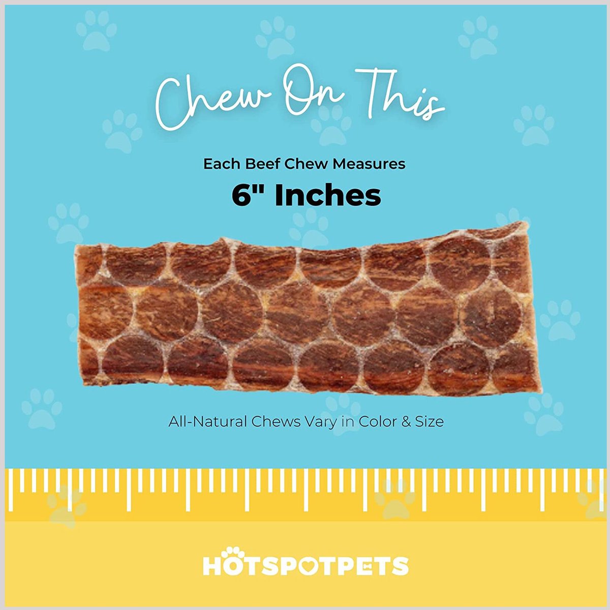 HOTSPOT PETS Flat Beef Gullet Dog Chew Treats， 6-in