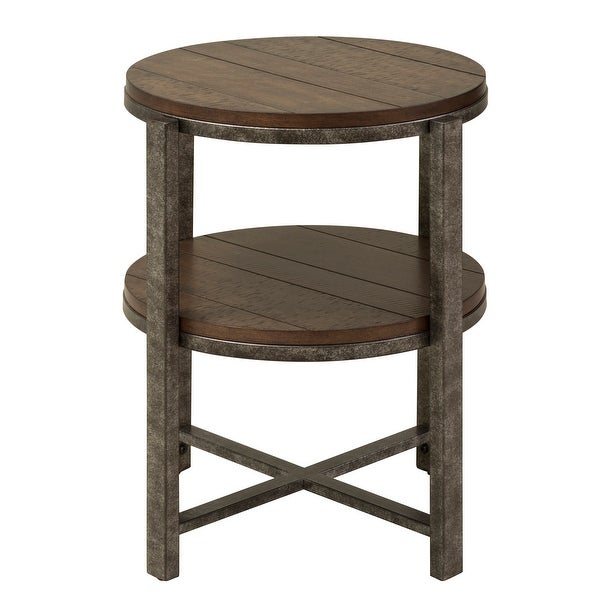 Breckinridge Mahogany Spice with Pewter Metal Round End Table