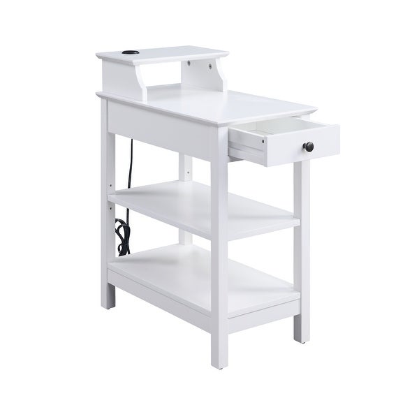 ACME Slayer Side Table with USB Charging Dock in White