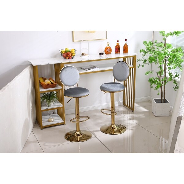 Bar Stools Set of 2 Velvet Breakfast Dining Bar Stools Counter Height Bar Chairs with Metal Frame And Footrest