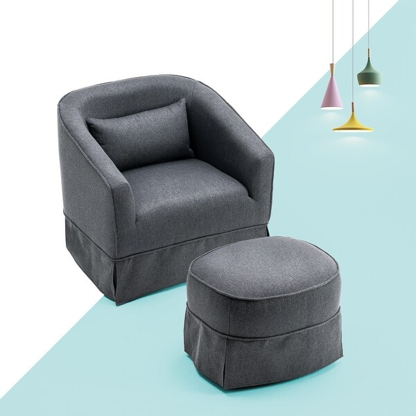 Swivel Barrel Chair With Ottoman，Swivel Accent Chairs Armchair for Living Room