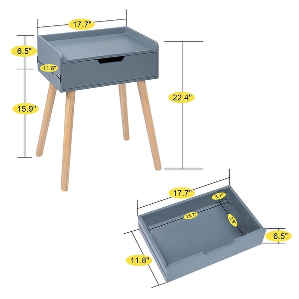 Floating Shelf Side Table， End Table with Storage Drawer， Set of 2