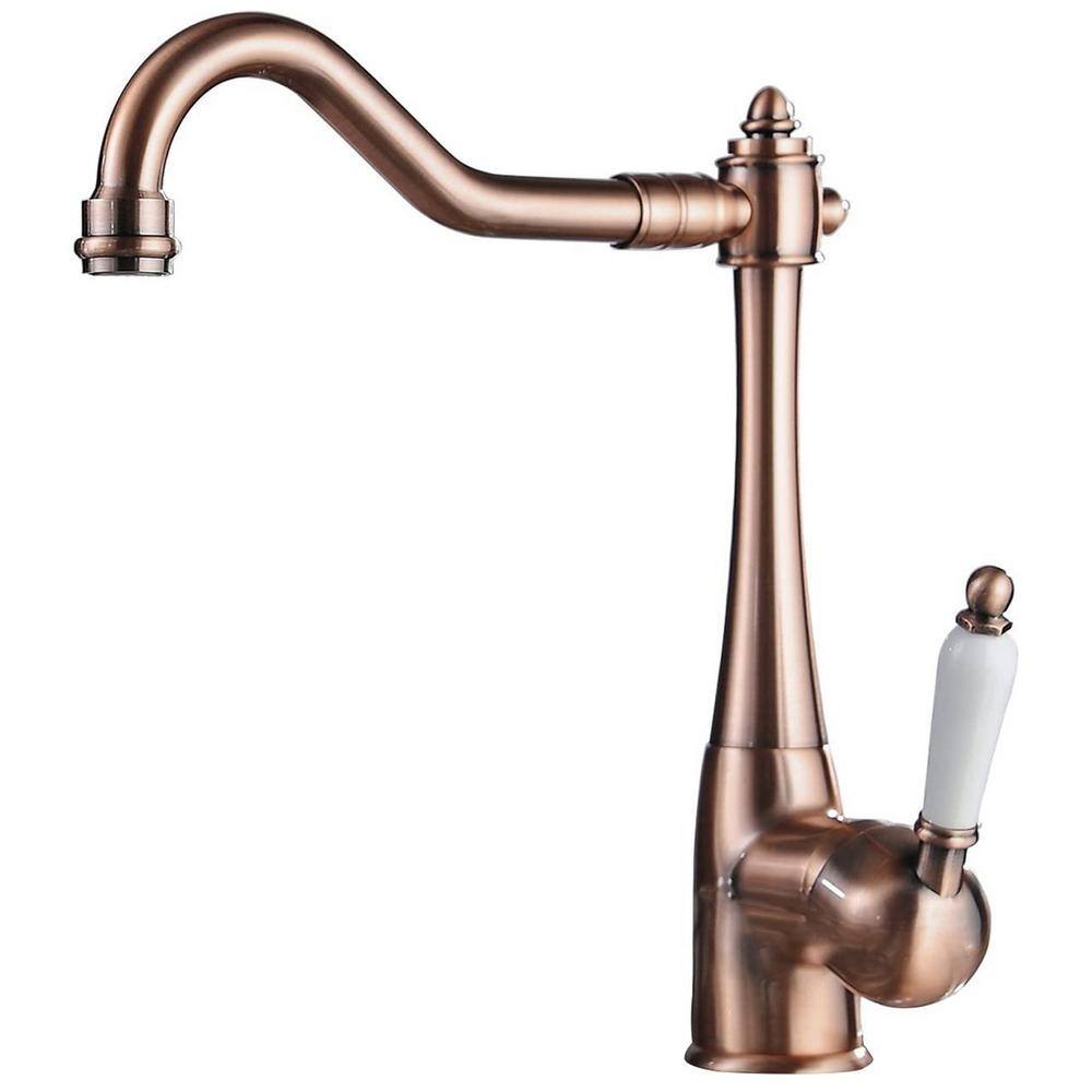 BWE Traditional Single-Handle Standard Kitchen Faucet in Antique Copper A-94066-Copper