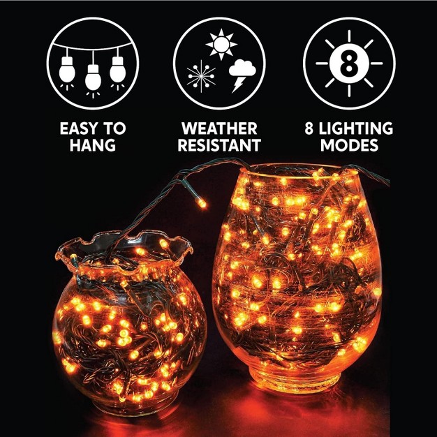 Joiedomi 200 Orange Led Green Wire String Lights 8 Modes