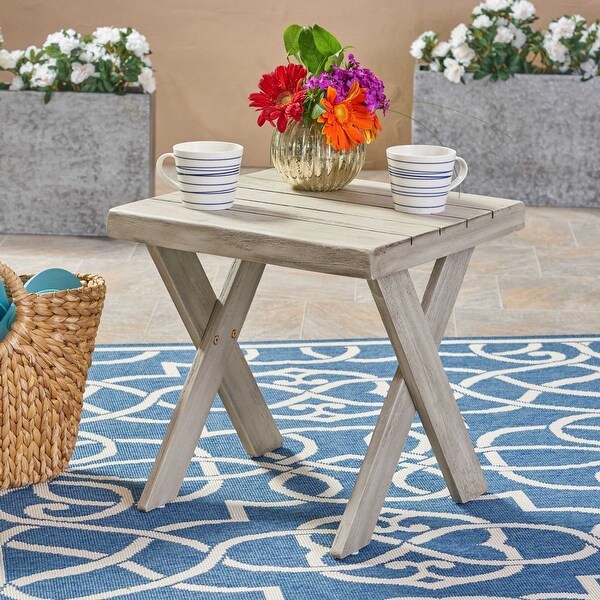 Patio Side Table With A Classic Cross Base