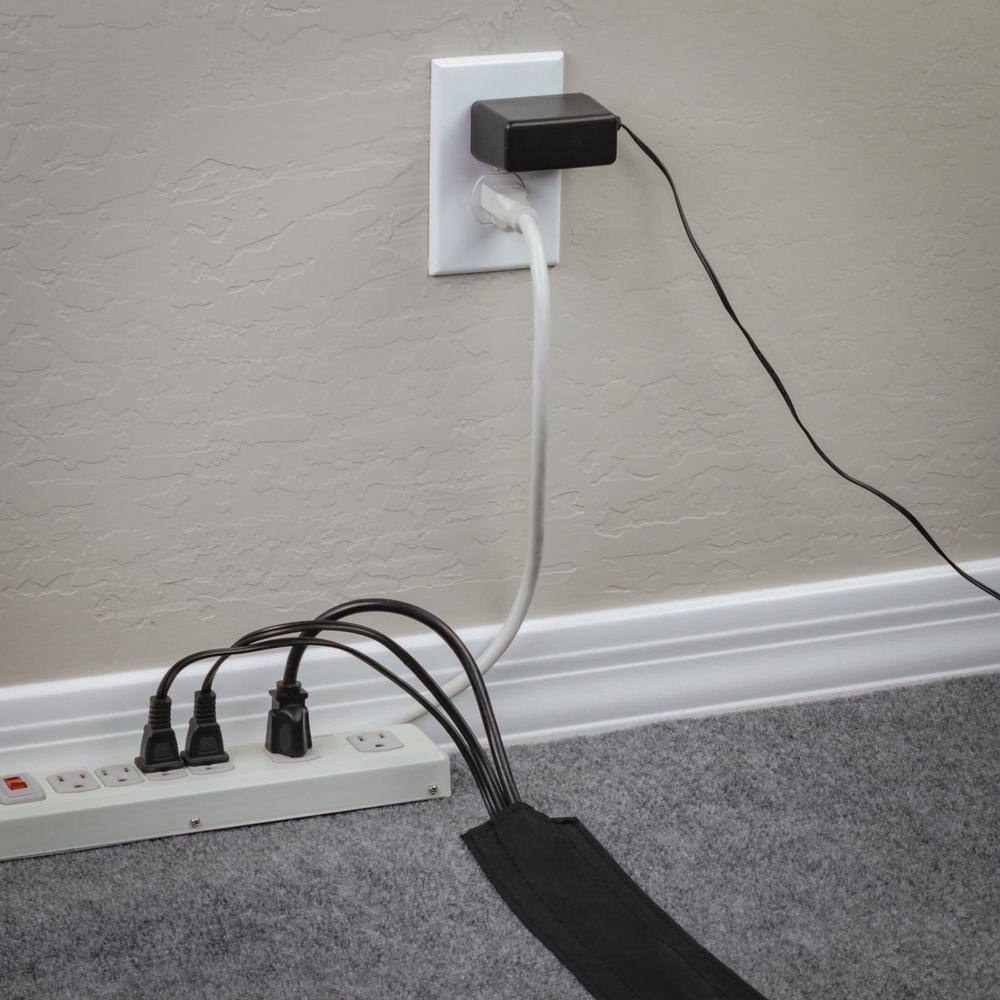 Commercial Electric 5 ft. Fabric Floor Cord Protector in Black A92-5K