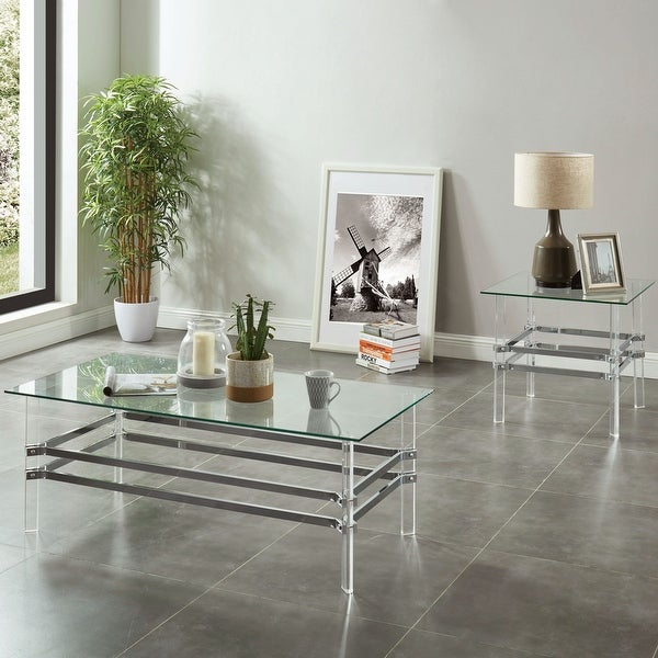 Furniture of America Thruston Contemporary Chrome 24-inch Side Table