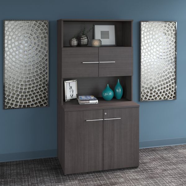 Bush Business Furniture Office 500 36W Tall Storage Cabinet with Doors and Shelves in Storm Gray