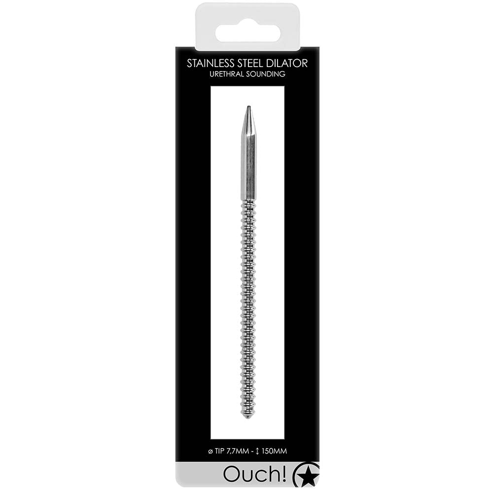 Ouch! Ribbed 7.7mm Steel Urethral Dilator Plug