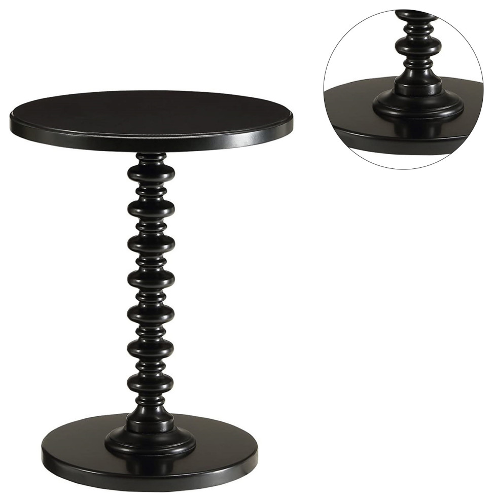 Round Top Side Table Turned Pedestal Base  Black   Traditional   Side Tables And End Tables   by Simple Relax  Houzz