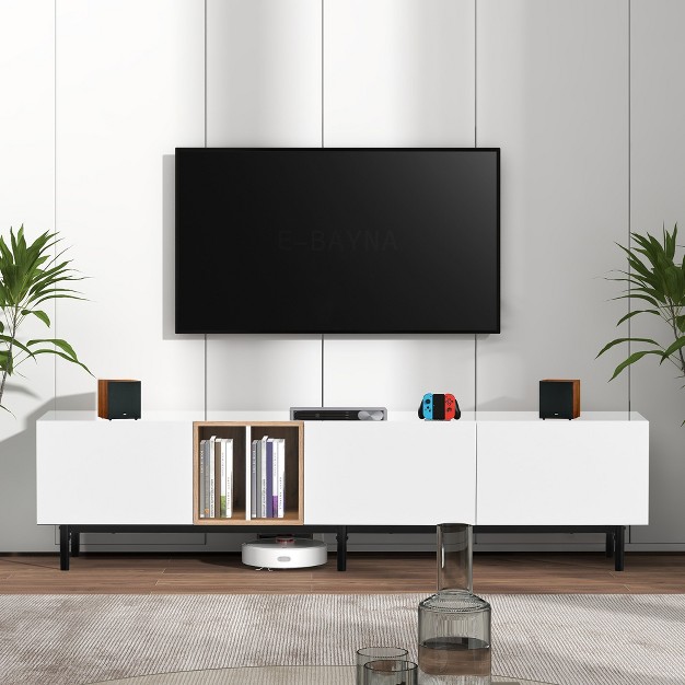 Modern Tv Stand For Tvs Up To 80 x27 x27 Entertainment Center With Large Storage Cabinet modernluxe