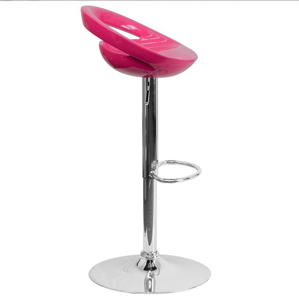 Plastic Rounded Cutout Back Adjustable Height Bar Stool   18.25\