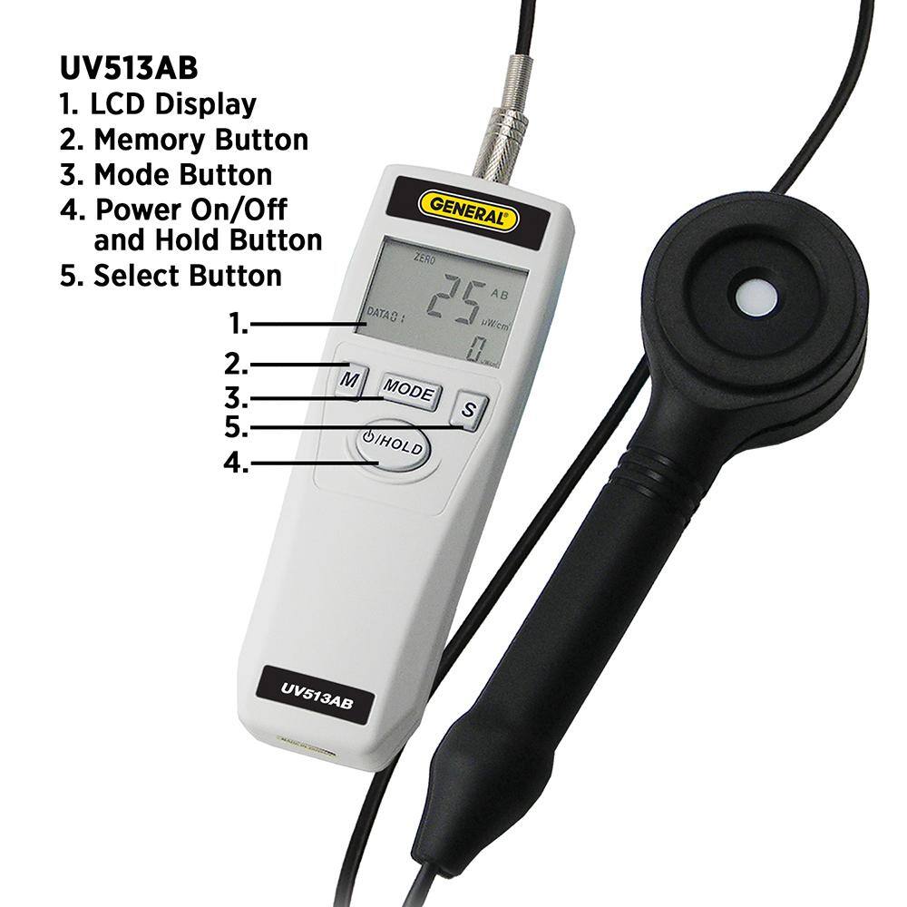 General Tools Digital UVAUVB Light Level Meter with LCD readout UV513AB