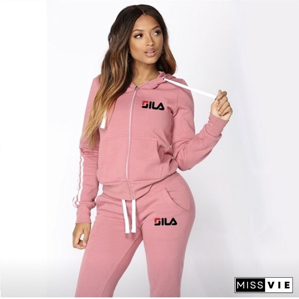 Autumn Fashion Women Outdoor Sweatshirt and Pants Set Lady Casual Zipper Coat Two Piece Sport Jacket Jogging Suit workout clothes 3colour S-XXL