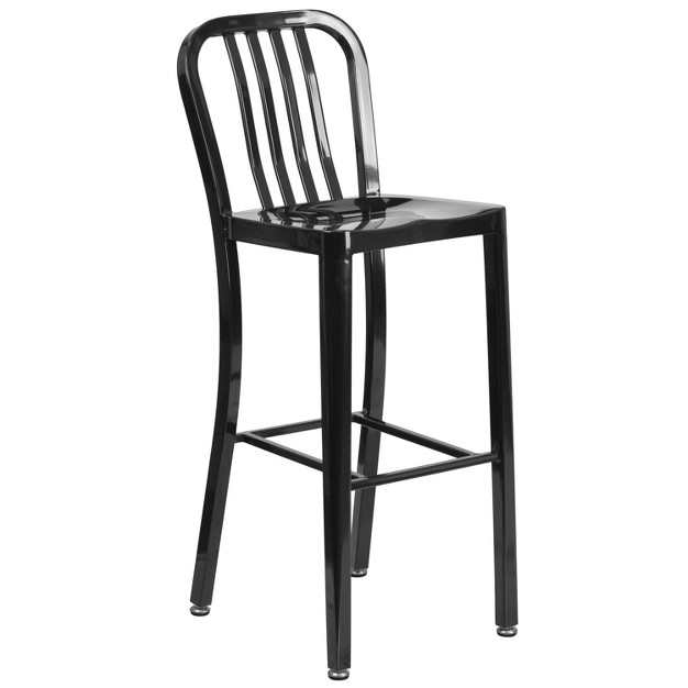 Emma And Oliver Commercial Gradeh Colorful Metal Indoor outdoor Vertical Slat Back Barstool