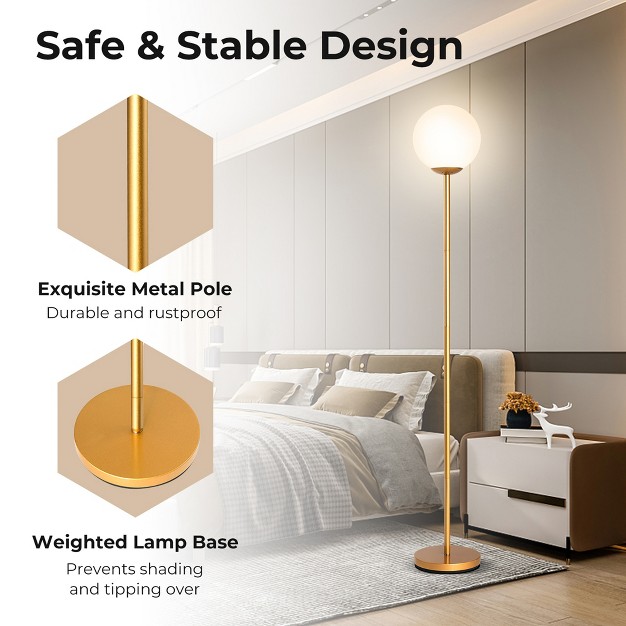 Tangkula Glass Globe Led Floor Lamp W Acrylic Lampshade Bedroom Office