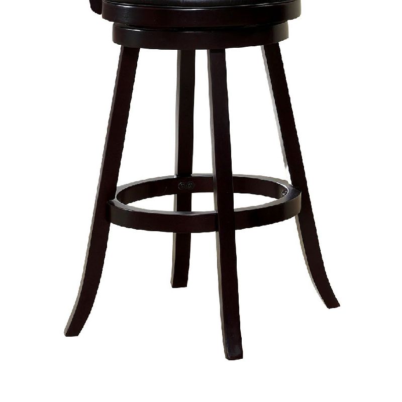 Swivel Barstool with Curved Double X Shaped Wooden Back， Espresso Brown