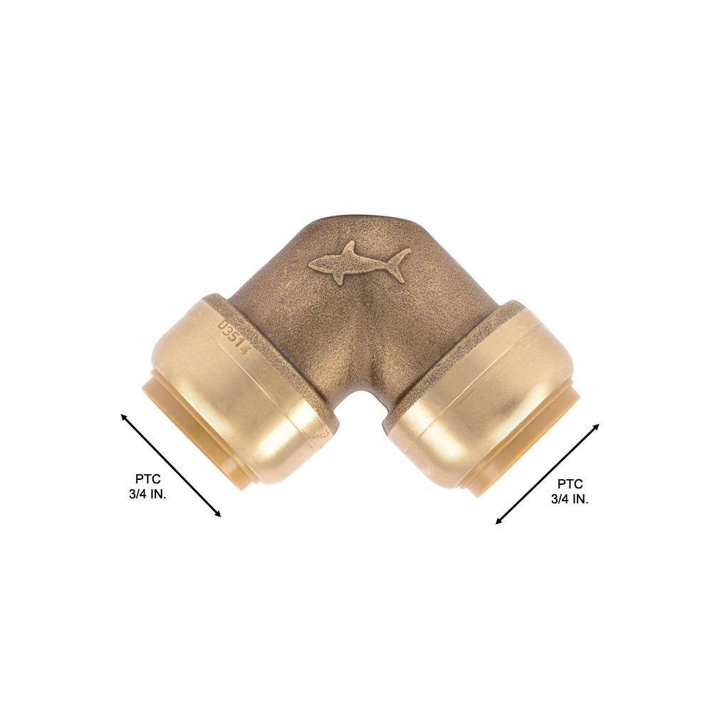 SharkBite 34 in. Push-to-Connect Brass 90-Degree Elbow Fitting U256LFA