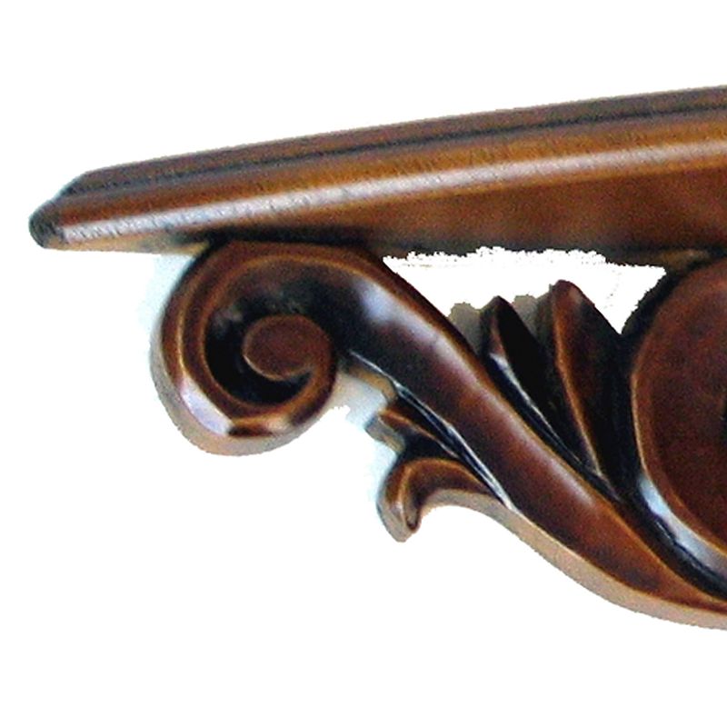 Hand Carved Wooden Moonbay Wall Shelf in Floral Design， Brown