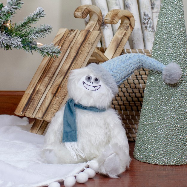 Northlight 22 inch Plush White And Blue Sitting Tabletop Yeti Christmas Figure