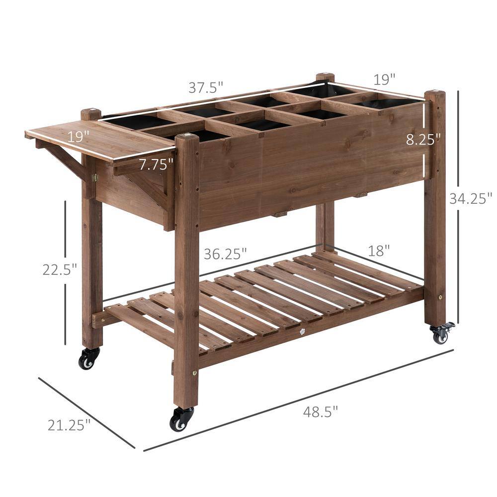 Outsunny Brown Wooden Raised Garden Bed with 8 Grow Grids 845-396V01