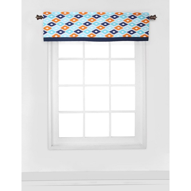 Bacati Liam Aztec Print Aqua orange navy Window Valance