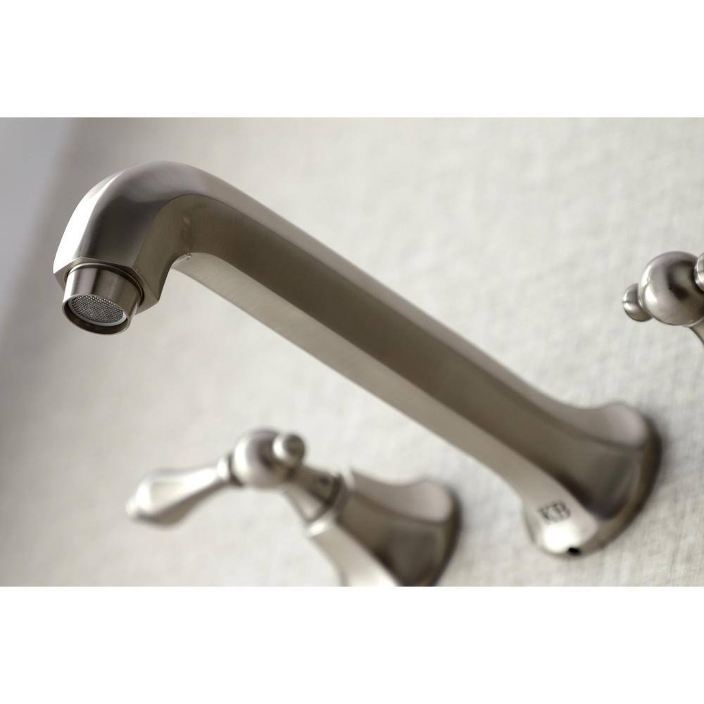 Kingston Brass Metropolitan 2-Handle Wall Mount Bathroom Faucet in Brushed Nickel HKS4028AL