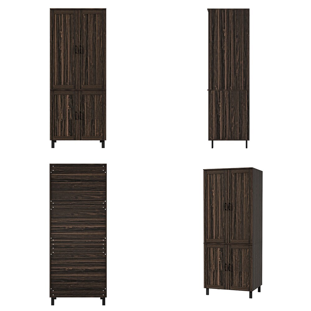 Dark Wood Grain Storage Cabinet Versatile and Stylish Organizer Pantry   31.5\