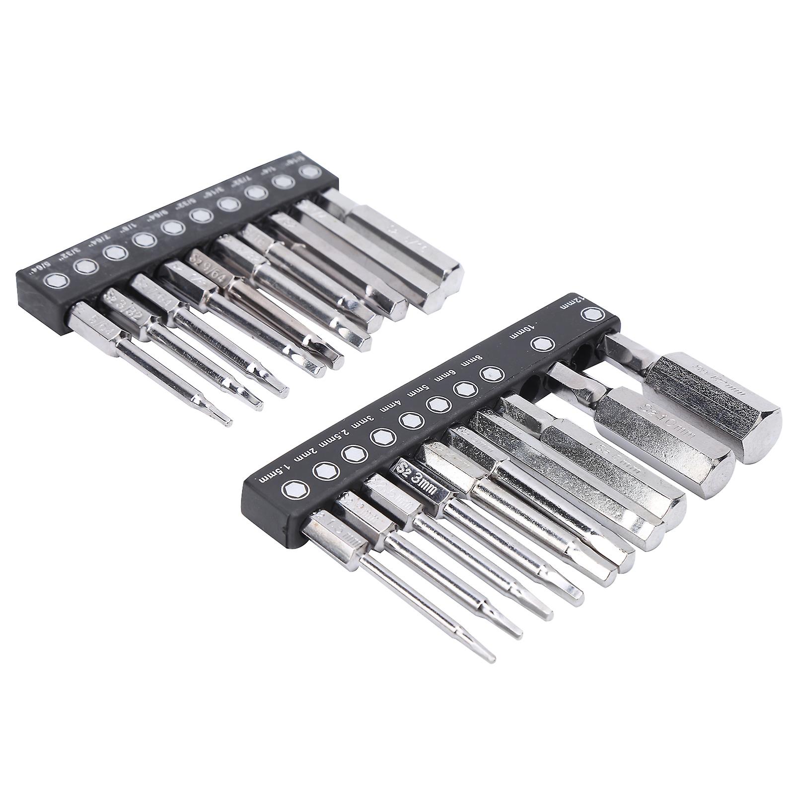 20pcs Screwdriver Bit High Accuracy Hex Spinner Head Chrome Vanadium Steel 60mm + 2pcs Cover