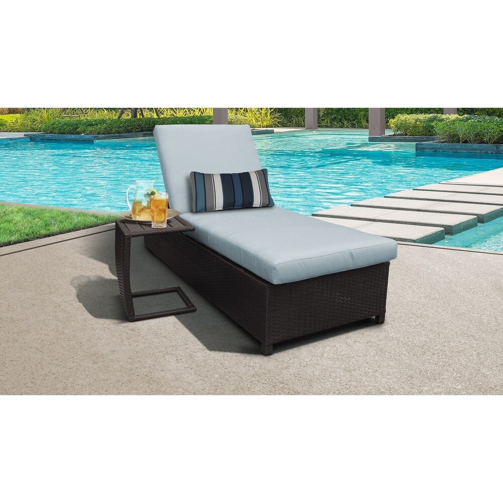 Belle Wheeled Chaise Outdoor Wicker Patio Furniture and Side Table