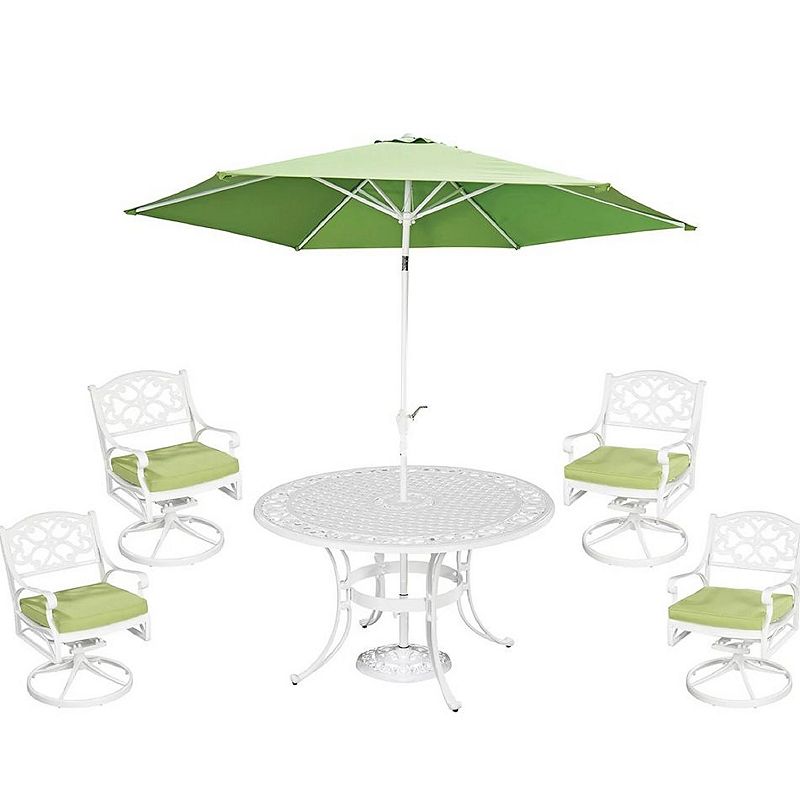 homestyles Patio Swivel Arm Chair， Dining Table， and Umbrella 6-piece Set