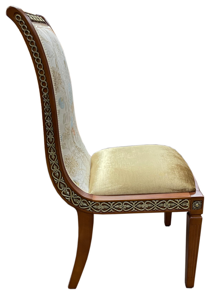 Viviano Cotton Chair With Floral Fabric   Traditional   Dining Chairs   by Infinity Furniture  Houzz