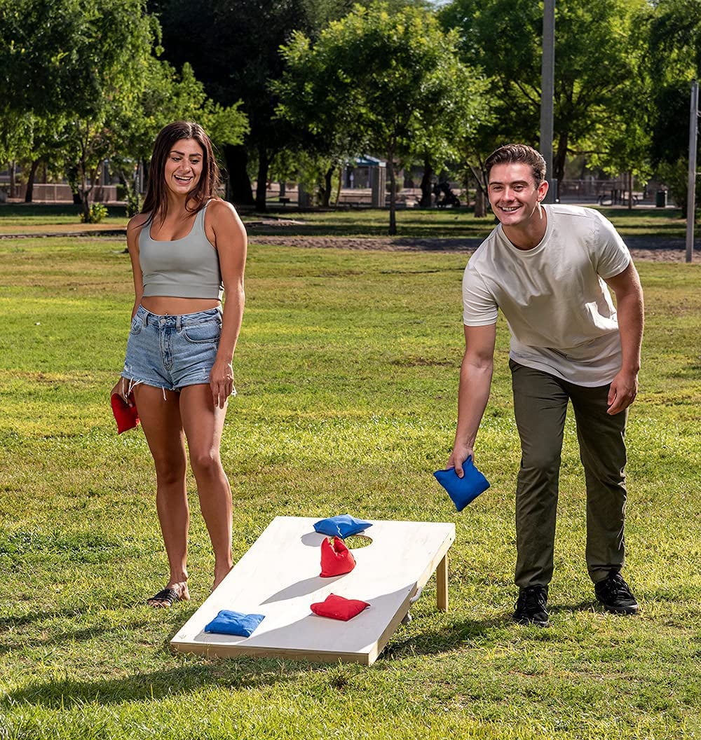 JOYIN 9 Pcs Bean Bags for Cornhole (6” x 6”), 8 Weather Protection Cornhole Bags Set with a Carry Bag, Durable Fabric Cornhole Bean Bags, Carnival Games, Party Favors for Kids and Adults