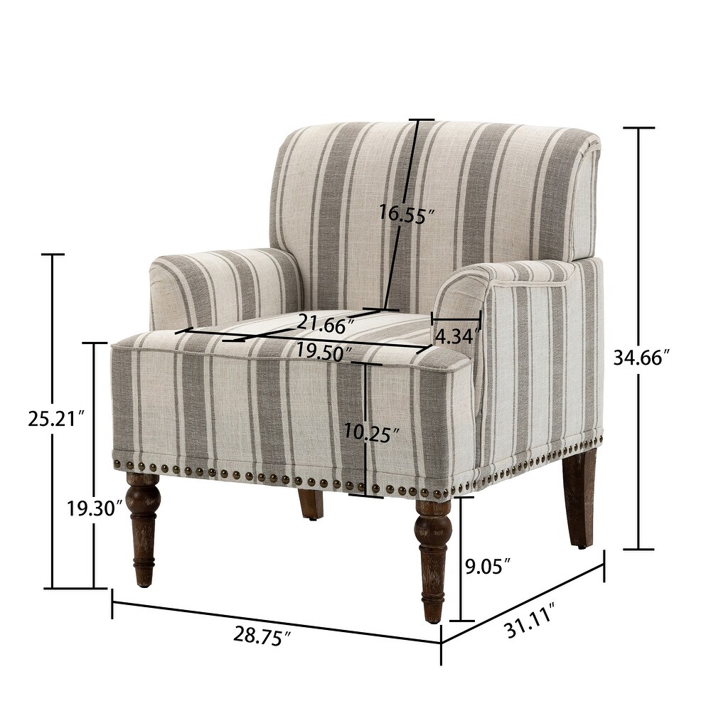 Upholstered Stripe Accent Chair Modern Armchair