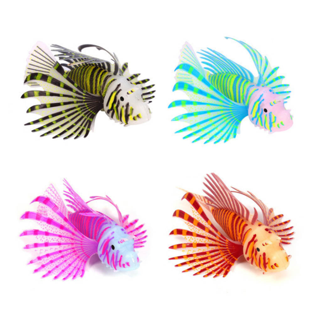 Luminous Artificial Lion Fish Silicone Glowing Fake Lionfish Aquarium Landscape Decoration Blue