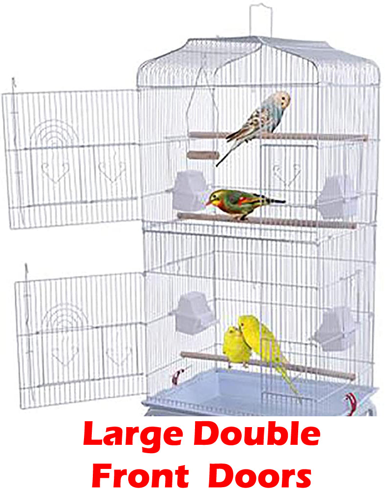 63-inch Open Top Parakeet Lovebirds Flight Cage with Rolling Stand for Finches Canaries Cockatiels Budgie Parrotlet Conures Pet Birdcage