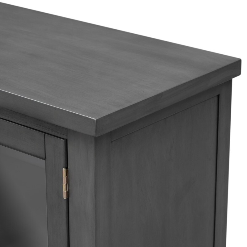 4 Doors Storage Cabinet with Adjustable Shelf  Black