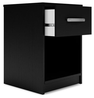 Signature Design by Ashley Finch Modern 1 Drawer Night Stand with an Open Cubby, Black