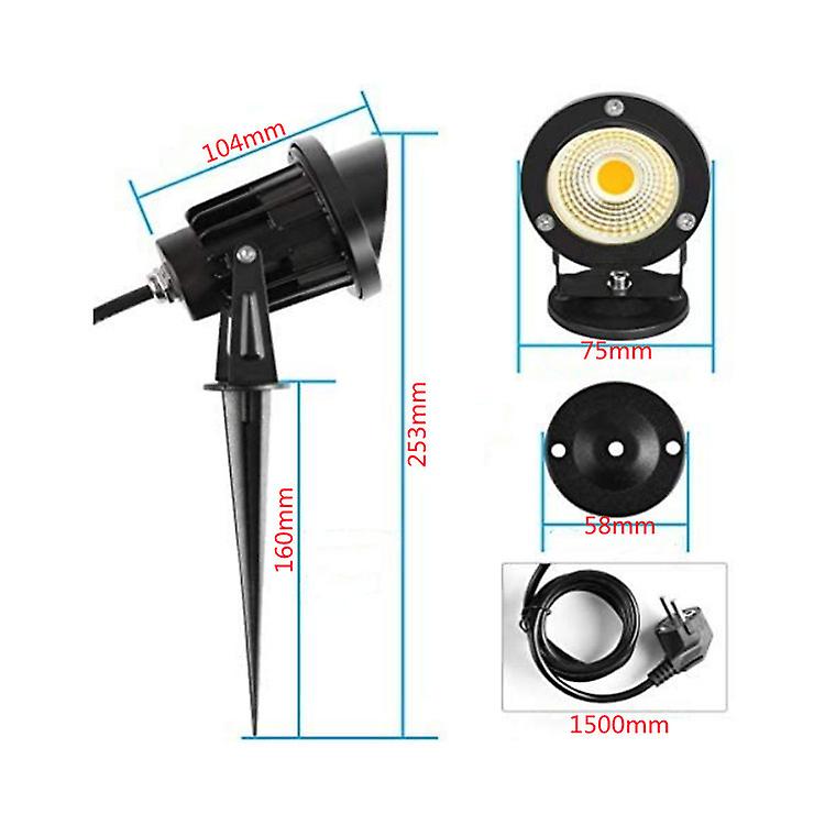 2pc 9w Led Outdoor Spotlight With Spike 3000k-3300k 900lm Ip65 Waterproof，white