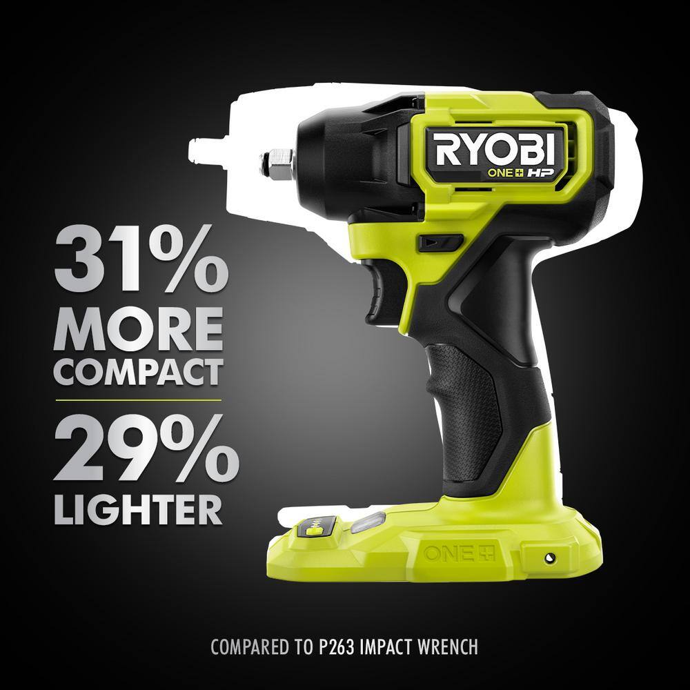 RYOBI ONE+ HP 18V Brushless Cordless Compact 38 in. Impact Wrench (Tool Only) PSBIW01B